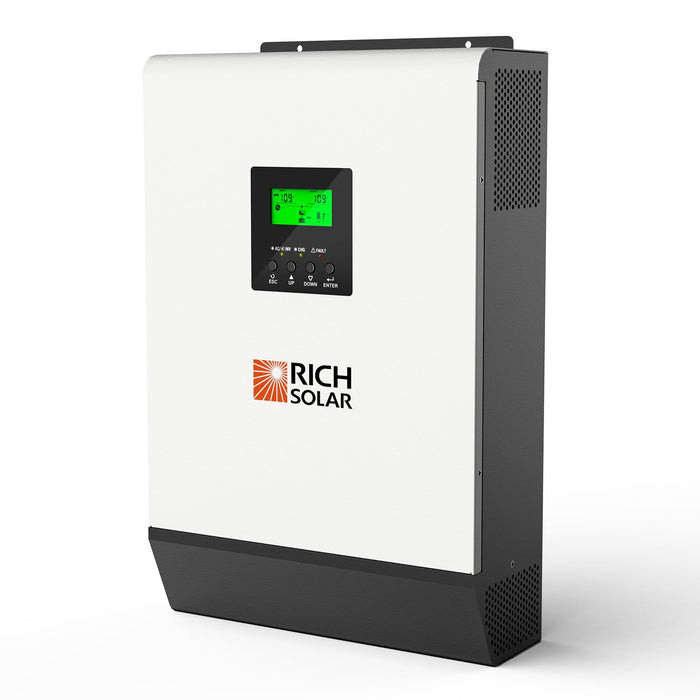 Rich Solar Hybrid Off-Grid Inverter | 2400W 24V 120A Output + 2.4kW Solar Input | 80A MPPT Charge Controller (Grid Feedback Optional)