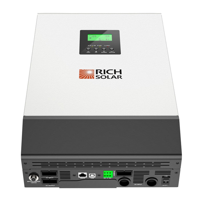 Rich Solar Hybrid Off-Grid Inverter | 2400W 24V 120A Output + 2.4kW Solar Input | 80A MPPT Charge Controller (Grid Feedback Optional)