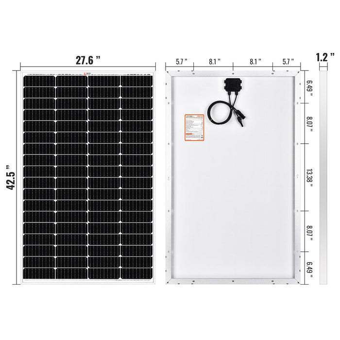 Rich Solar MEGA 150 Watt Monocrystalline Solar Panel | Best 12V Panel for RVs and Off-Grid | 25-Year Output Warranty | UL Certified