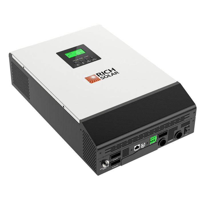 Rich Solar Hybrid Off-Grid Inverter | 2400W 24V 120A Output + 2.4kW Solar Input | 80A MPPT Charge Controller (Grid Feedback Optional)