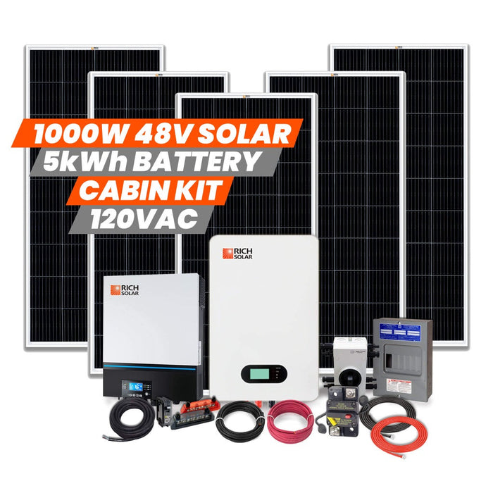 RICH SOLAR Ultimate 1000W 48V Cabin Power Kit - 120VAC