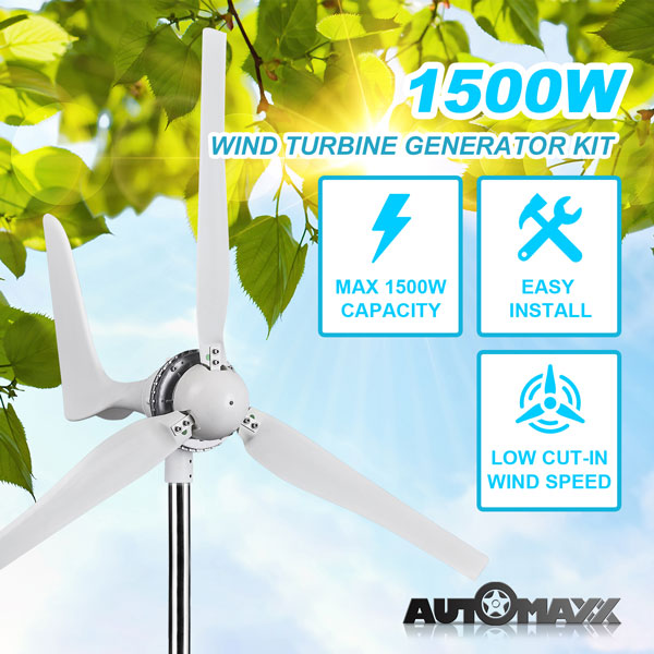 Automaxx Windmill 1500W Wind Turbine Generator Kit Bundle Set