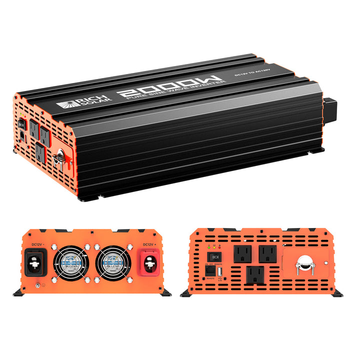 Rich Solar 2000 Watt 12 Volt Industrial Pure Sine Wave Inverter