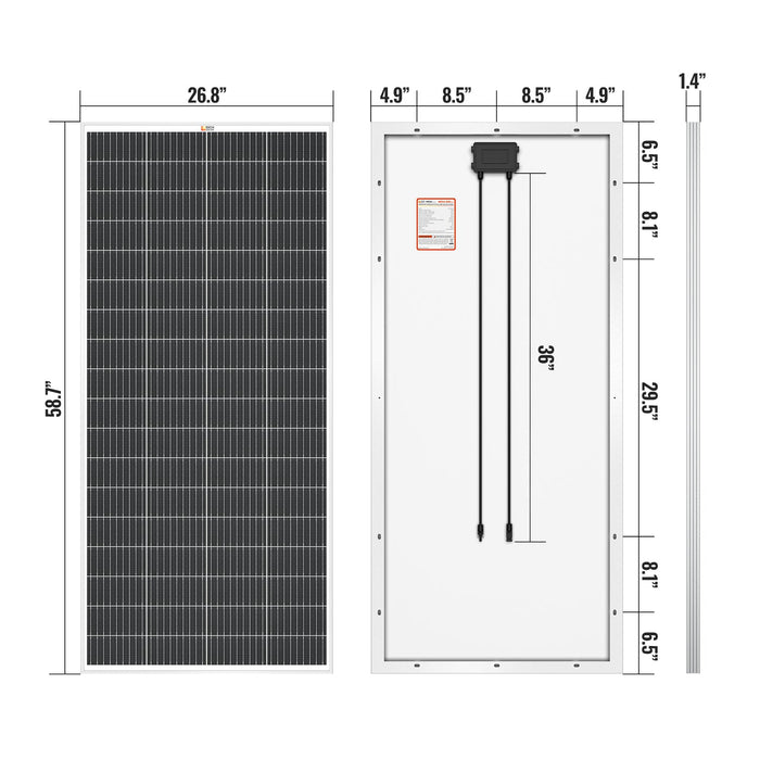 Rich Solar MEGA 200 Watt Monocrystalline Solar Panel | Best 24V Panel for RVs and Off-Grid | 25-Year Output Warranty | UL Certified