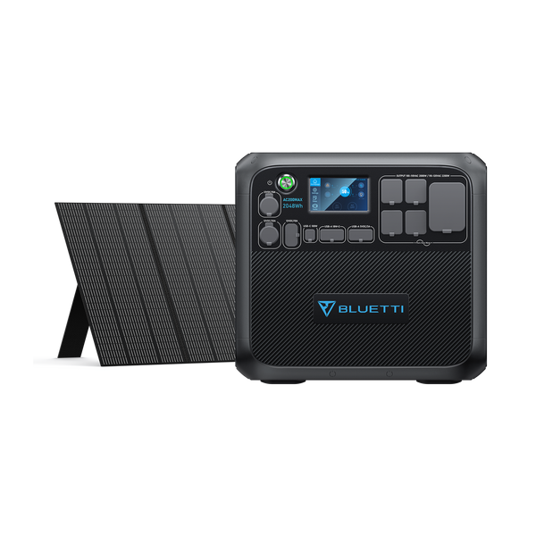 BLUETTI AC200MAX+PV350 Solar Kit, Capacity: 2048Wh for AC200MAX Expandable with up to 2 battery modules LFP Battery with life cycle 3500+ to 80%.