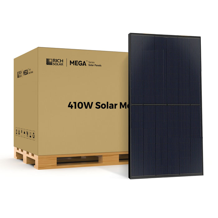 Rich Solar MEGA 410 Watt Monocrystalline Solar Panel | High Efficiency | Black Mono-facial Module | Grid-Tie | Off-Grid