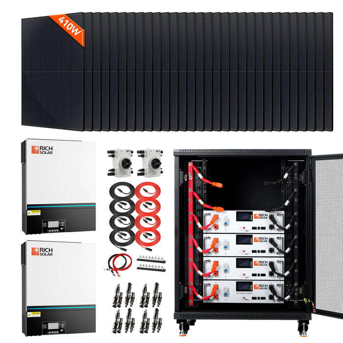 Rich Solar Complete Off-Grid Solar Kit | 13,000W 120/240V Output | 48VDC