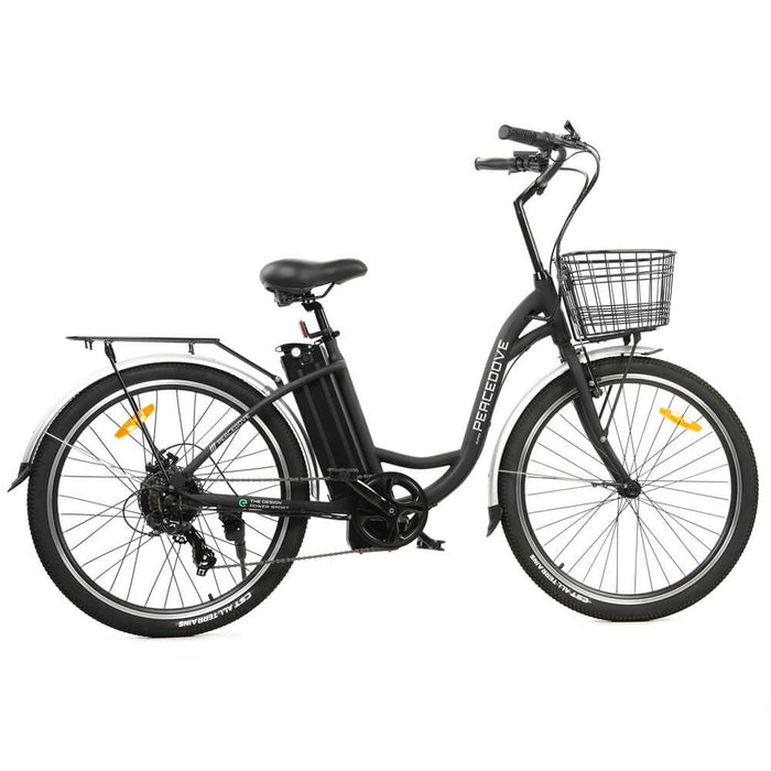 Ecotric 26inch Black Peacedove electric city bike with basket and rear rack-Ecotric