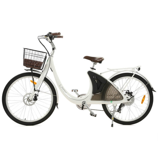 Ecotric 26inch White Lark Electric City Bike For Women with basket and rear rack-Ecotric