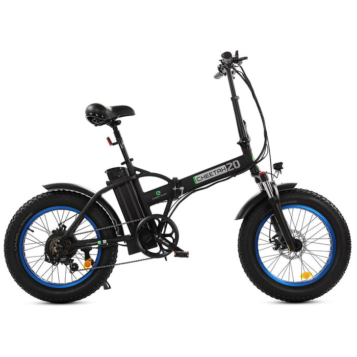 Ecotric 48V Fat Tire Portable and Folding Electric Bike with LCD display-Black and Blue-Ecotric