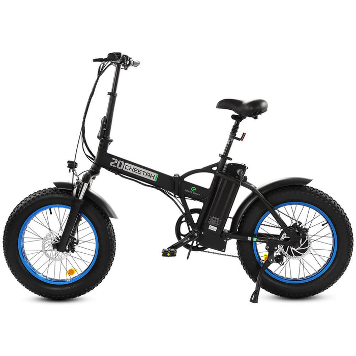 Ecotric 48V Fat Tire Portable and Folding Electric Bike with LCD display-Black and Blue-Ecotric