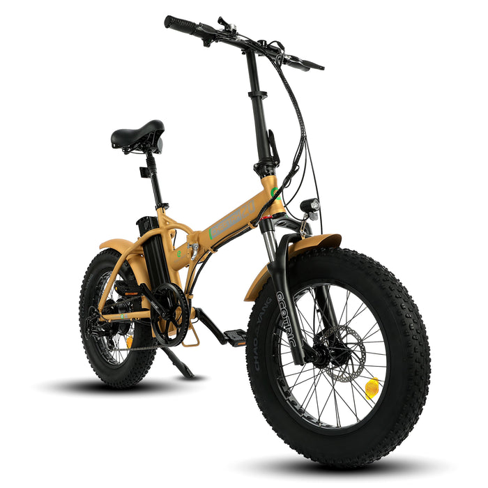 Ecotric 48V Gold portable and folding fat ebike with LCD display-Ecotric