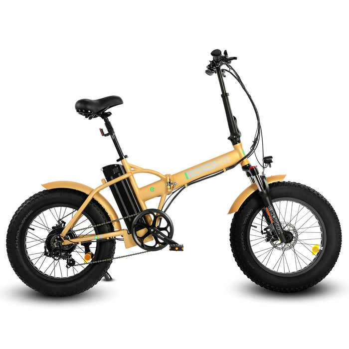 Ecotric 48V Gold portable and folding fat ebike with LCD display-Ecotric