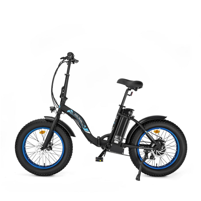 Ecotric Dolphin 20inch black Portable and folding fat tire bike-Ecotric