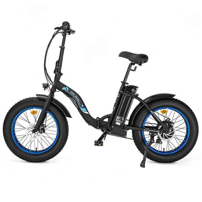 Ecotric Dolphin 20inch black Portable and folding fat tire bike-Ecotric