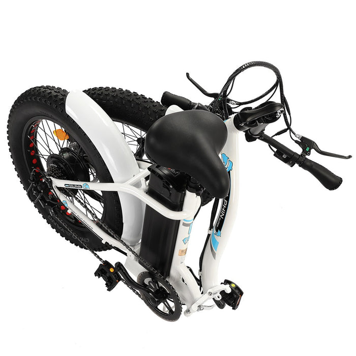 Ecotric Dolphin 20inch white portable and folding fat tire bike-Ecotric