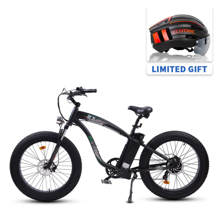 Ecotric Hammer Electric Fat Tire Beach Snow Bike-Matt Black-Ecotric