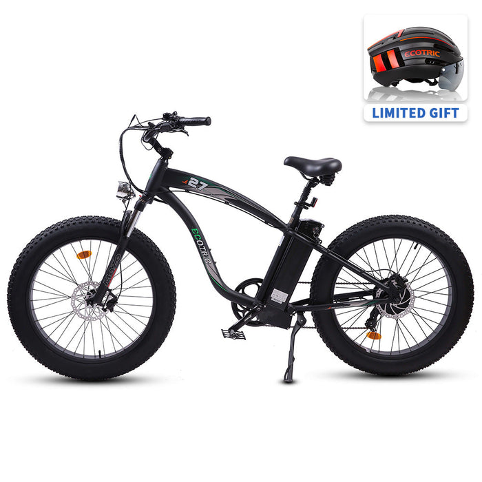 Ecotric Hammer Electric Fat Tire Beach Snow Bike-Matt Black-Ecotric