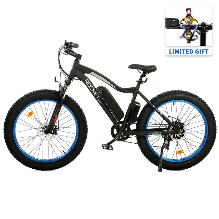 Ecotric Rocket Fat Tire Beach Snow Electric Bike - Blue-Ecotric