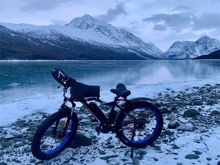 Ecotric Rocket Fat Tire Beach Snow Electric Bike - Blue-Ecotric