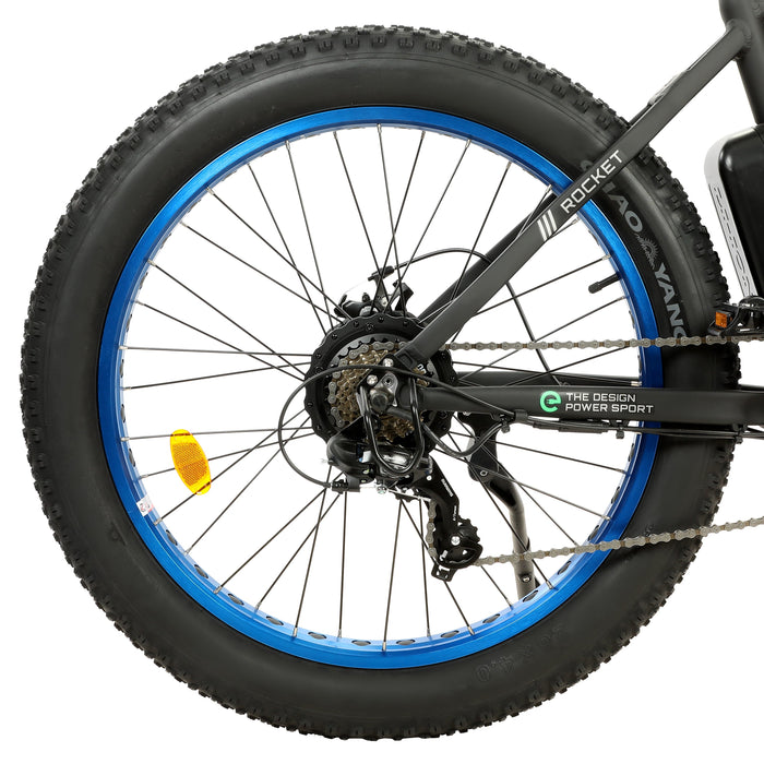 Ecotric Rocket Fat Tire Beach Snow Electric Bike - Blue-Ecotric