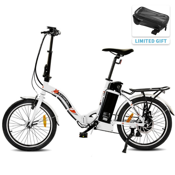 Ecotric Starfish 20 inches portable and folding electric bike - White-Ecotric