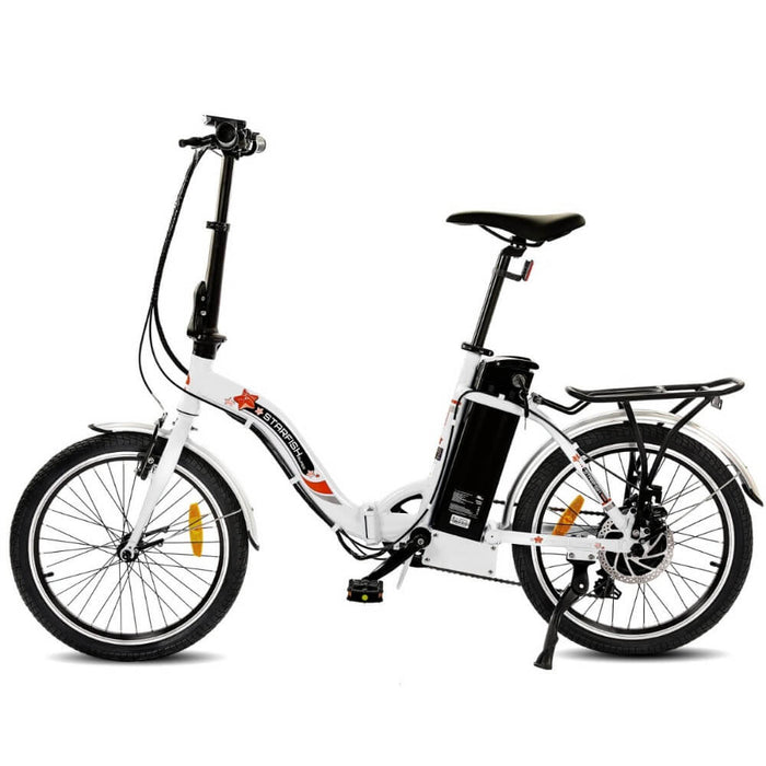 Ecotric Starfish 20 inches portable and folding electric bike - White-Ecotric