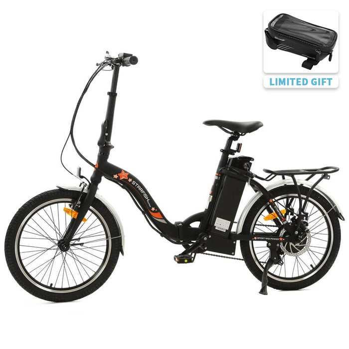 Ecotric Starfish 20inch portable and folding electric bike - Matt Black-Ecotric