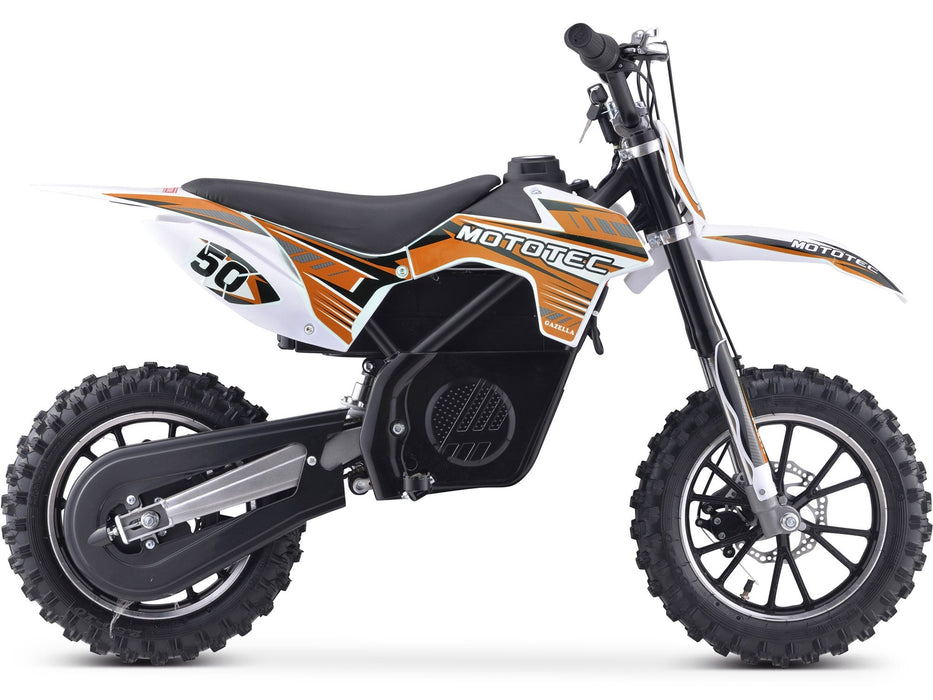 MotoTec 24v 500w Gazella Electric Dirt Bike Orange-MOTOTEC