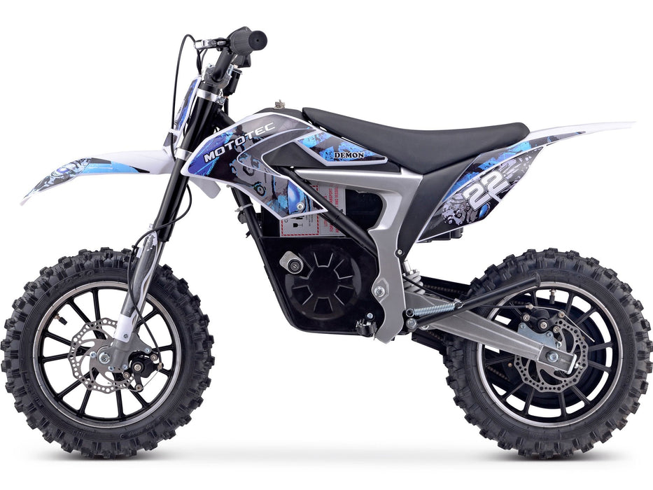 MotoTec 36v 500w Demon Electric Dirt Bike Lithium Blue-MOTOTEC