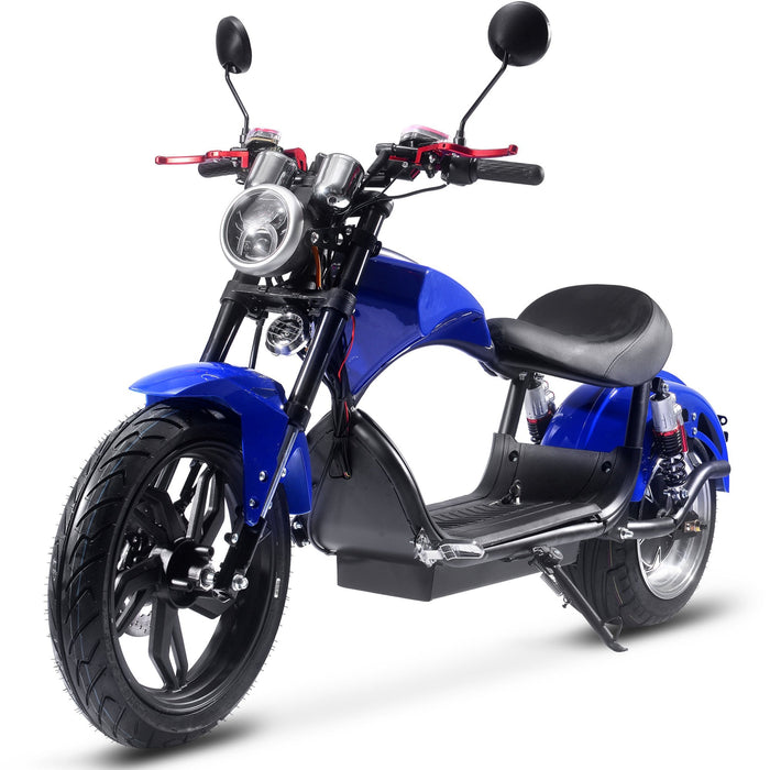 MotoTec Raven 60v 30ah 2500w Lithium Electric Scooter Blue-MOTOTEC