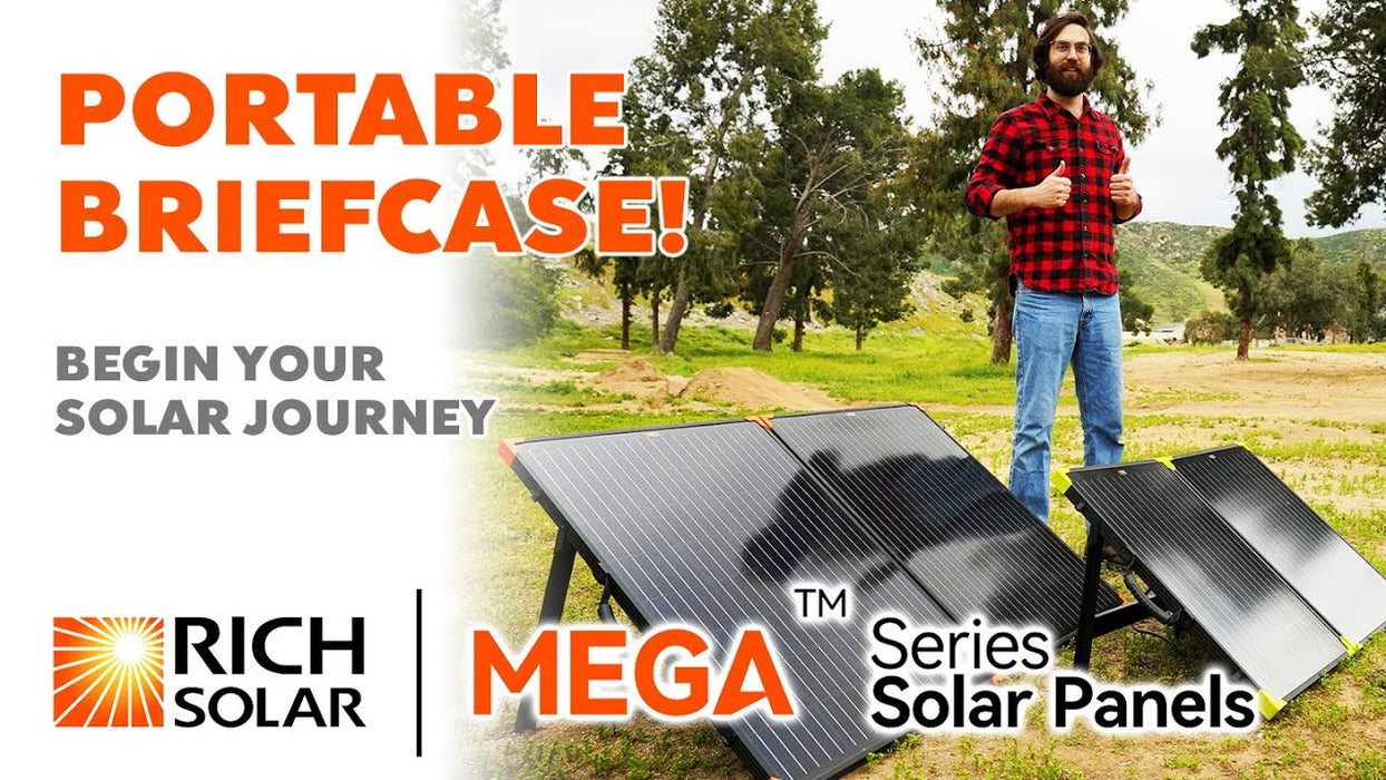 Rich Solar MEGA 200 Watt Portable Solar Panel Briefcase | Best 12V Panel for Solar Generators and Portable Power Stations | 25-Year Output Warranty